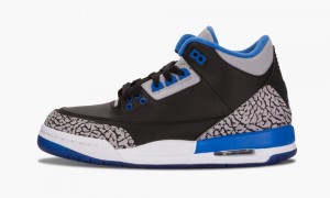 Nike AIr Jordan 3 Retro BG 'Sport Blue' Skor Barn Svarta Blå Grå | 901-SGZFMQ