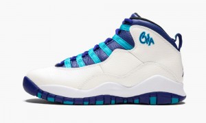 Nike Air Jordan 10 Retro BG 'Charlotte Hornets' Skor Barn Vita Blå | 451-EWARFD