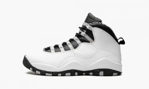 Nike Air Jordan 10 Retro GS 'Steel' Skor Barn Vita | 364-RJGHBZ