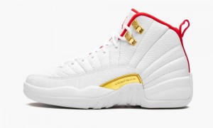 Nike Air Jordan 12 GS 'FIBA' Skor Barn Vita Röda Metal | 614-DCSANJ