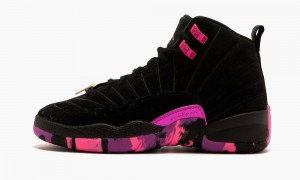 Nike Air Jordan 12 Retro DB BG Skor Barn Svarta Rosa Lila | 096-KTWNFG