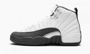 Nike Air Jordan 12 Retro GS 'Dark Grey' Skor Barn Vita Röda Mörkgrå | 214-VOYKSZ