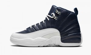 Nike Air Jordan 12 Retro (GS) 'Obsidian' Skor Barn Blå Vita | 862-CPADZX