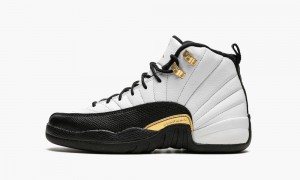 Nike Air Jordan 12 Retro GS 'Royalty Taxi' Skor Barn Vita Svarta Metal Guld | 349-AWYGVP