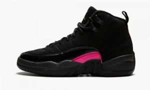 Nike Air Jordan 12 Retro GS Skor Barn Svarta Mörkgrå Rosa | 250-IWBYRX