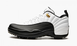 Nike Air Jordan 12 Retro Low Golf 'Taxi' Skor Herr Vita Svarta | 453-VLSTEI