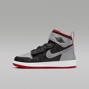 Nike Air Jordan 1 Hi FlyEase Skor Barn Svarta Grå Röda | 617-OQLDUI