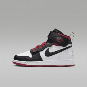 Nike Air Jordan 1 Hi FlyEase Skor Barn Vita Röda Svarta | 074-PZCTLJ