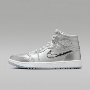 Nike Air Jordan 1 High G NRG Golfskor Herr Metal Silver Vita | 965-ETUHJM