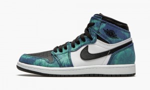 Nike Air Jordan 1 High OG PS 'Tie-Dye' Skor Barn Vita Svarta Gröna | 023-FJIAKG