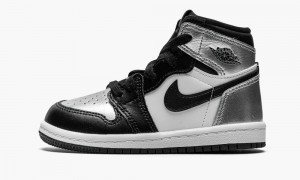 Nike Air Jordan 1 High OG TD 'Silver Tå' Skor Barn Svarta Metal Silver | 827-CWJBPO