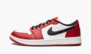 Nike Air Jordan 1 LOW G 'Chicago Jordan 1 Low Golf' Golfskor Herr Röda Svarta Vita | 692-OKCWXA