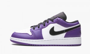 Nike Air Jordan 1 Low GS 'Court Purple' Skor Barn Lila Svarta Vita | 029-ASDREO