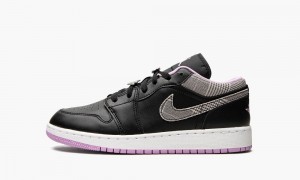 Nike Air Jordan 1 Low GS 'Houndstooth' Skor Barn Svarta Vita Lila | 982-TKZMFQ