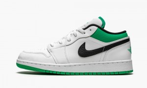 Nike Air Jordan 1 Low GS 'White / Stadium Green' Skor Barn Vita Gröna Svarta | 629-VTFSLK