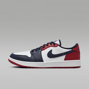 Nike Air Jordan 1 Low G Golfskor Dam Vita Röda Obsidian | 087-PMFXRO