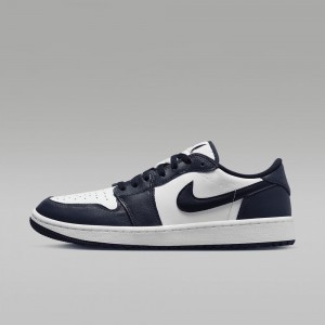 Nike Air Jordan 1 Low G Golfskor Herr Vita Marinblå Svarta | 281-UKVFMB