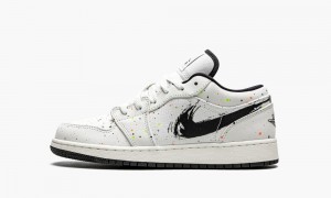 Nike Air Jordan 1 Low SE GS 'Paint Splatter' Skor Barn Svarta Orange Vita | 923-ETGQVI