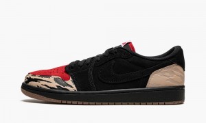 Nike Air Jordan 1 Low SP 'SoleFly - Carnivore' Skor Herr Svarta Beige Röda | 137-ZGXSNW