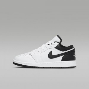 Nike Air Jordan 1 Low Skor Barn Vita Svarta | 216-VISXBM