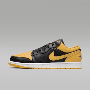 Nike Air Jordan 1 Low Skor Dam Gula Svarta | 710-JKUNLW