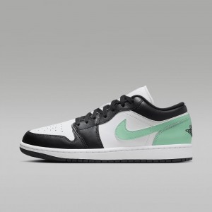 Nike Air Jordan 1 Low Skor Dam Svarta Vita Gröna | 605-GMYBLI