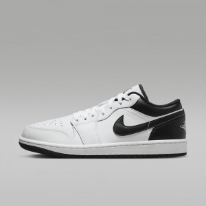 Nike Air Jordan 1 Low Skor Dam Vita Svarta | 417-XAZUFO