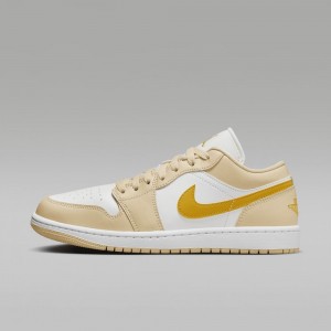 Nike Air Jordan 1 Low Skor Herr Ljusgula Vita Gula | 359-GCOKSL