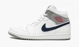 Nike Air Jordan 1 MID PI 'Paris' Skor Herr Vita Marinblå | 492-QWTNMB