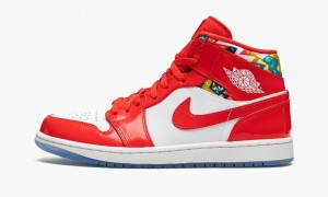 Nike Air Jordan 1 MID SE 'Barcelona Tröja' Skor Herr Röda Vita | 853-RPSVZA