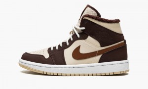 Nike Air Jordan 1 MID SE 'Brown Basalt Fleece' Skor Dam Bruna Beige | 209-HTSJLD