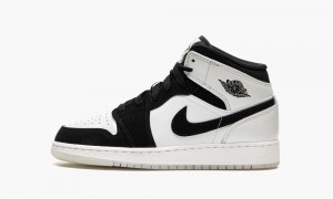 Nike Air Jordan 1 MID SE (GS) 'Diamond Shorts' Skor Barn Vita Svarta | 530-FLWMND