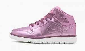 Nike Air Jordan 1 MID SE GS 'Pink Rise' Skor Barn Rosa Vita Röda | 758-EXHZSN