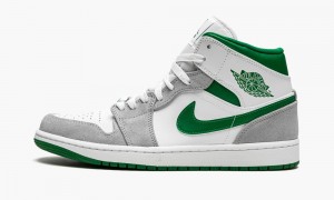 Nike Air Jordan 1 MID SE 'Grey / Pine Green / White' Skor Herr Vita Mörkgröna Grå | 197-LTHSZY