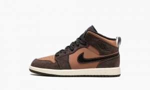 Nike Air Jordan 1 MID SE (PS) 'Dark Chocolate' Skor Barn Mörkchoklad Bruna | 091-QLOFCM