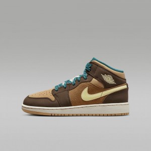 Nike Air Jordan 1 MID SE Skor Barn Bruna | 941-PKYBZL