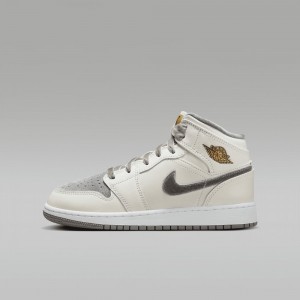 Nike Air Jordan 1 MID SE Skor Barn Vita | 803-DOJSZB