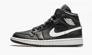 Nike Air Jordan 1 Mid 'Black / White' Skor Dam Svarta Vita | 897-NLKWCE