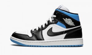 Nike Air Jordan 1 Mid 'Black / White / University Blue' Skor Dam Vita Svarta Blå | 946-JTVKBN