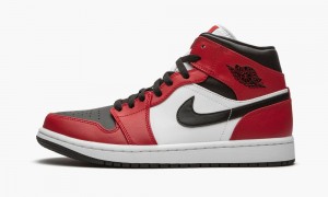 Nike Air Jordan 1 Mid 'Chicago Black Tå' Skor Herr Röda Svarta | 598-PUTWYH