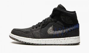 Nike Air Jordan 1 Mid 'Crater Black' Skor Herr Svarta Vita Kungsblått | 927-PBEXAK