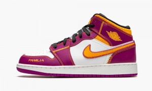 Nike Air Jordan 1 Mid DOD 'Day of the Dead' Skor Barn Lila Vita Guld | 261-KAGNQX