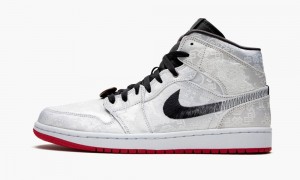 Nike Air Jordan 1 Mid 'Fearless Edison Chen - Clot Silk' Skor Herr Silver Svarta Röda | 872-MPFSCX