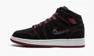 Nike Air Jordan 1 Mid Fearless GS 'Come Fly With Me' Skor Barn Svarta Röda Vita | 537-ARTIXK