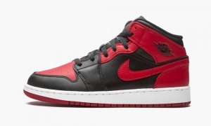 Nike Air Jordan 1 Mid GS 'Banned 2020' Skor Barn Svarta Röda Vita | 170-OZXYRL