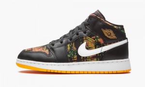 Nike Air Jordan 1 Mid GS 'Black / Laser Orange' Skor Barn Svarta Vita Orange | 591-EFVNCZ