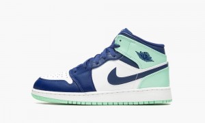 Nike Air Jordan 1 Mid GS 'Blue Mint' Skor Barn Marinblå Mintgröna Vita | 795-UKSFDG