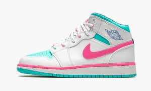 Nike Air Jordan 1 Mid GS 'Digital Pink' Skor Barn Vita Rosa | 480-AHRWML