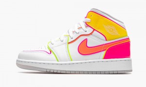 Nike Air Jordan 1 Mid GS 'Edge Glow' Skor Barn Vita Röda Rosa | 746-WJVAPE