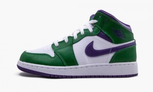 Nike Air Jordan 1 Mid (GS) 'Hulk' Skor Barn Gröna Lila Vita | 962-KPXQCB